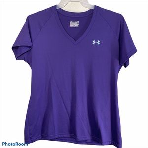 Under Armour Semi Fitted heat gear purple v neck